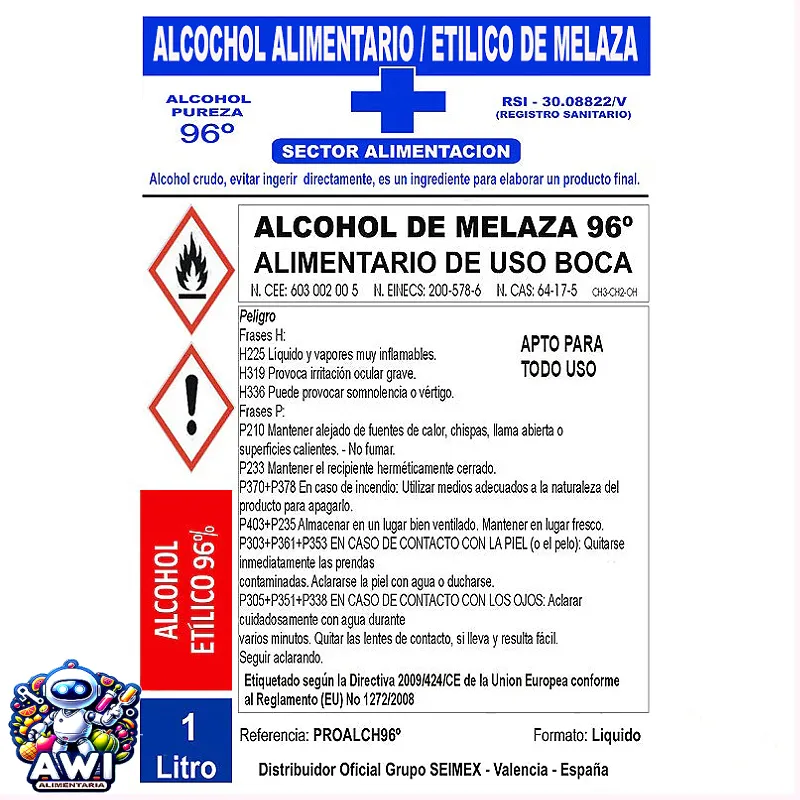 ALCOHOL DE MELAZA 96% ALIMENTARIO - Imagen 3